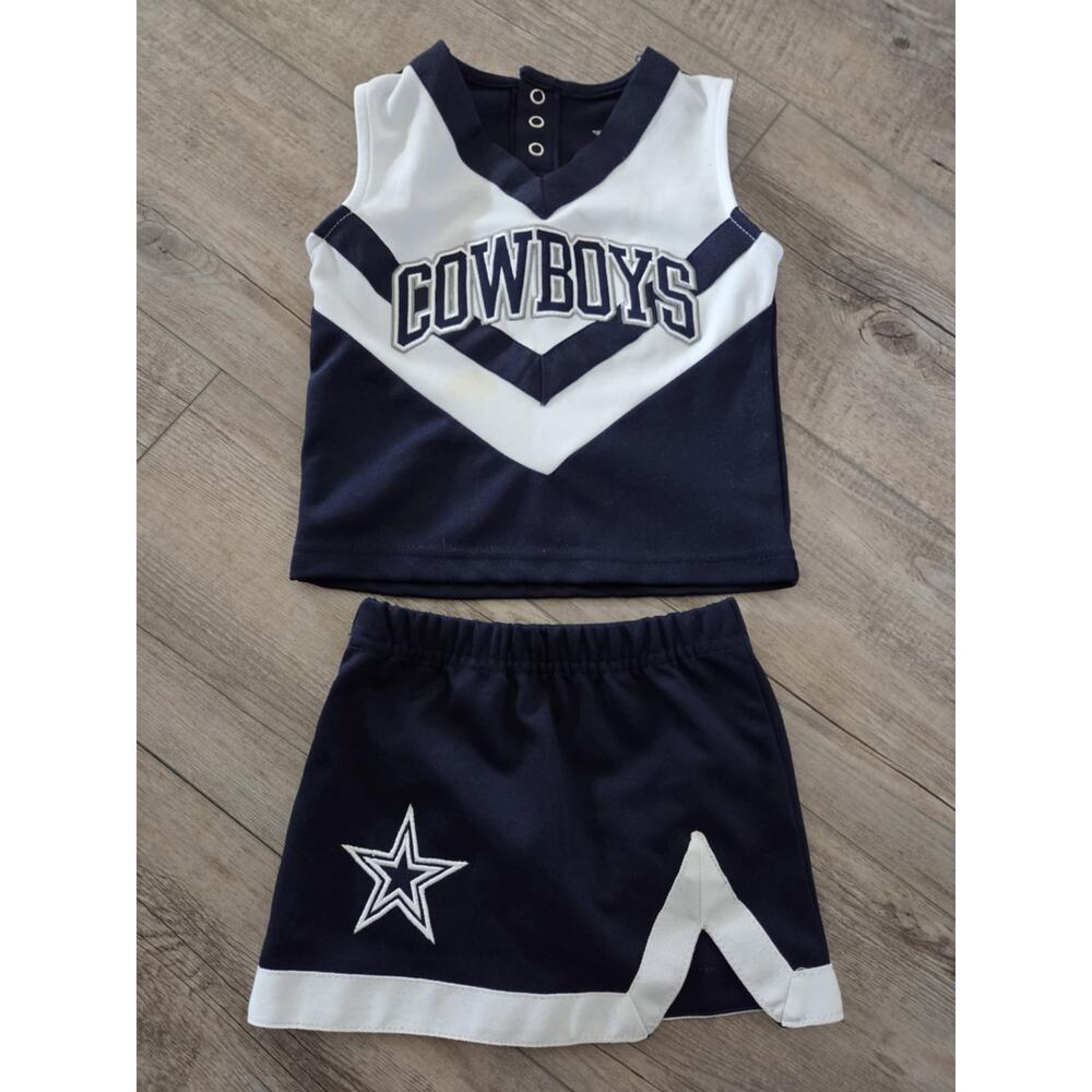 Dallas Cowboys Toddler Girls Cheerleader Outfit‎ Set Size 2T Navy White 2-Piece